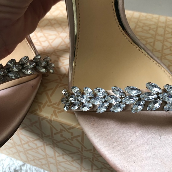 Jewel Badgley Mischka Mayra like brand new champagne satin size 8 wedding prom - Picture 3 of 13